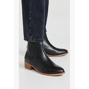 Soludos Delancey Black Leather Ankle Bootie Sz 8